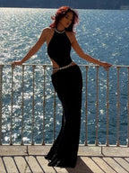 CHLOE HALTER NECK BACKLESS MAXI DRESS