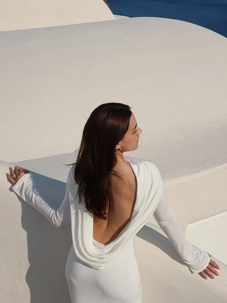 MONIKA WHITE OPENBACK MAXI DRESS