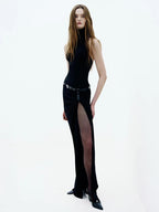 KIMI BLACK HALTER DRESS GOWN