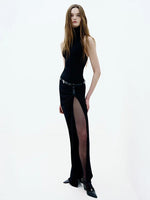 Cargar imagen en el visor de la galería, KIMI BLACK HALTER DRESS GOWN
