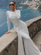 OLIVAYA LONG SLEEVES LONG DRESS GOWN