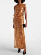 BONNIE ORANGE SEQUINS MAXI DRESS