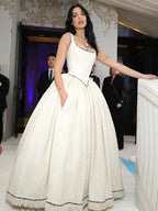 IASAMAR WHITE SLEEVELESS LONG DRESS GOWN