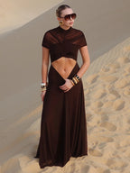 KYLIE BROWN HOLLOW OUT MAXI DRESS