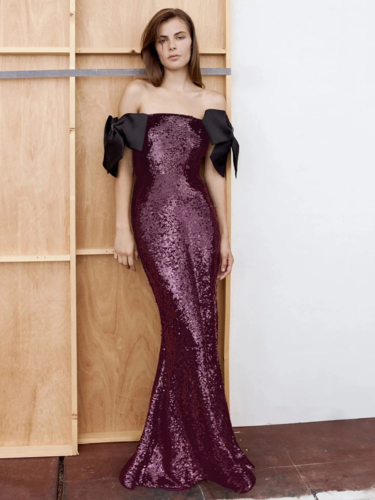 KRIS BURGUNDY SEQUIN MAXI DRESS