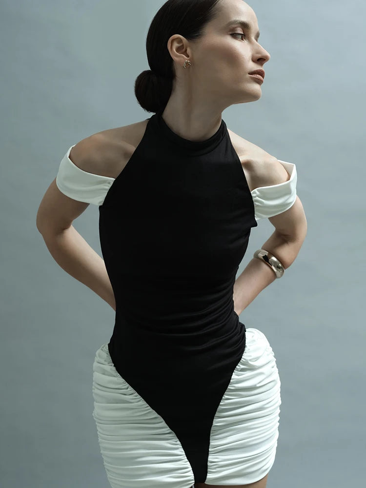 ALAINA BLACK & WHITE PARTY MINI DRESS