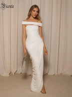 ANNA WHITE OFF SHOULDER MIDI DRESS