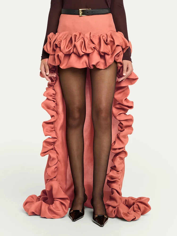 DELISA BLACK HIGH WAIST RUFFLE SKIRT