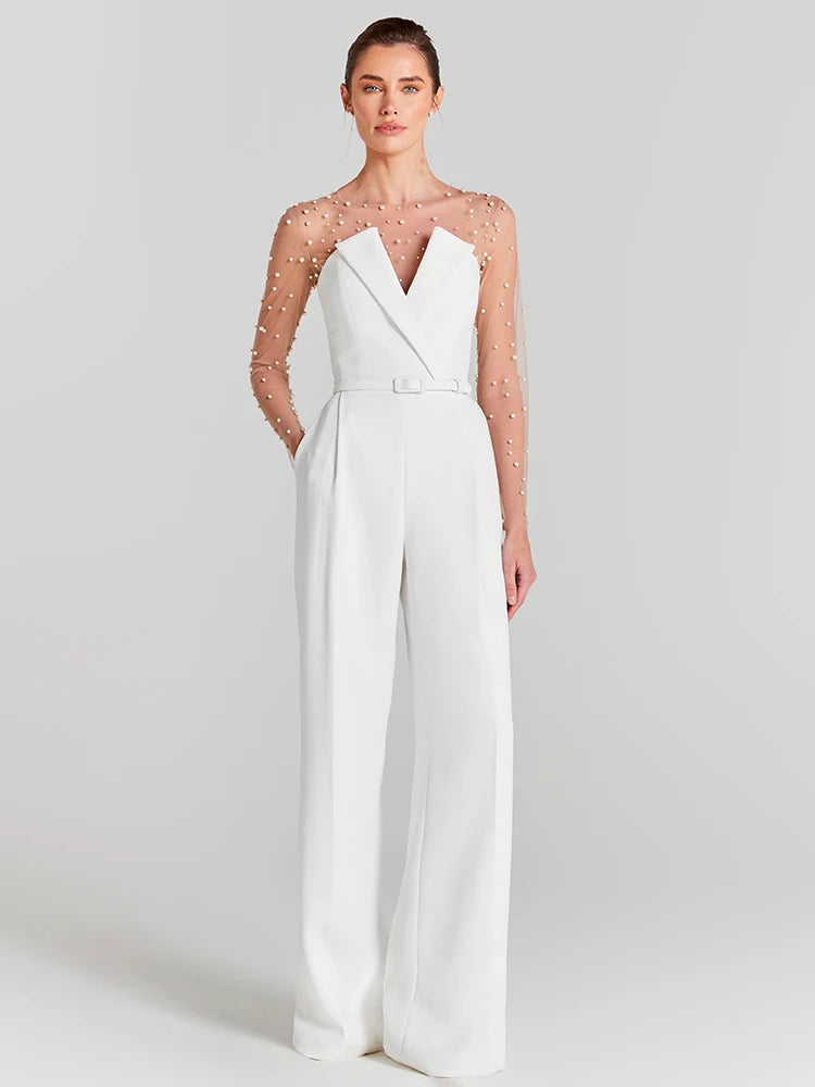 OMAR WHITE PEARL PANT SUIT