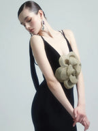 KAREN BLACK VELVET V NECK DRESS