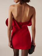 KIRA RED STRAPLESS MINI PARTY DRESS
