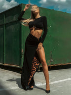 ROSICA BLACK TWO PIECES DRESS SET