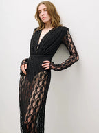 WREN BLACK CUT OUT DESIGN LACE MAXI DRESS