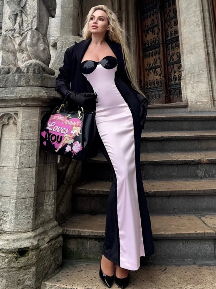 ELSA PINK BLACKSTRAPLESS DRESS GOWN