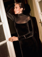 SHAHIDA BLACK HIGH NECK MAXI DRESS