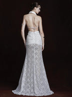 MANDY LACE HALTER MAXI DRESS
