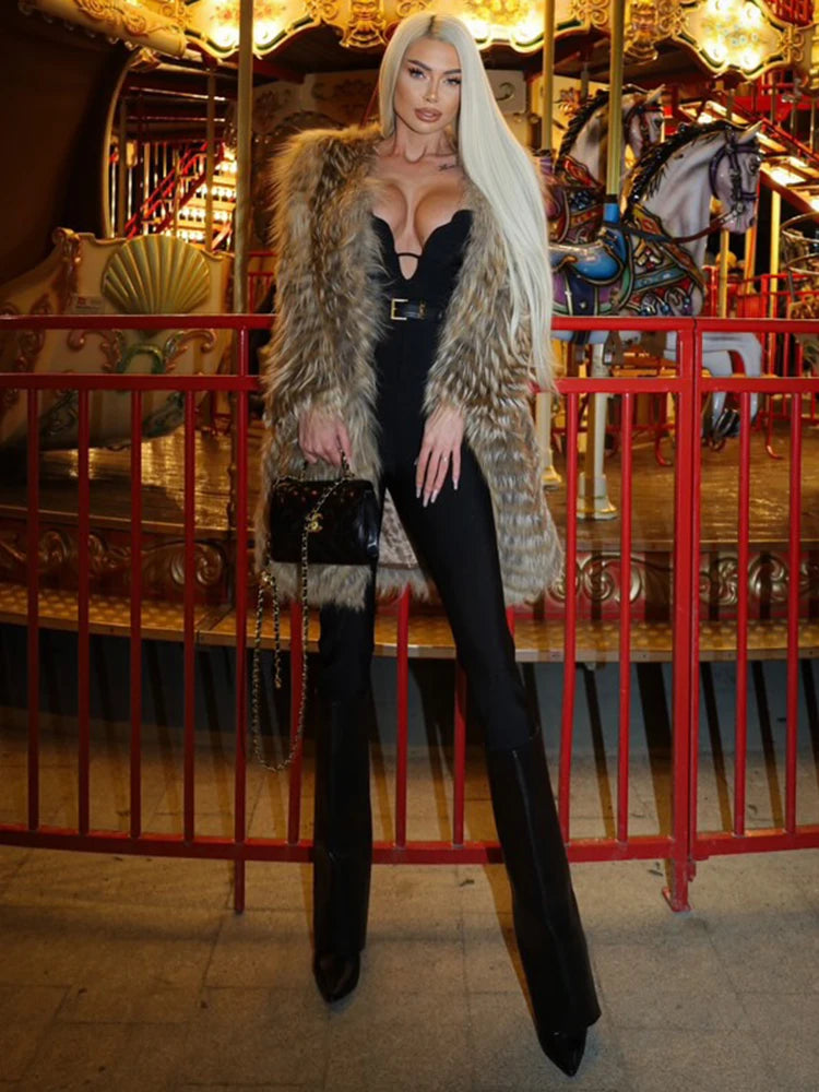 LUNDY BLACK V NECK SLEEVELESS JUMPSUIT