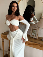 JUDY WHITE TWO-PIECES DRESS SET