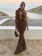 DOROTHY BROWN HALTER MAXI DRESS
