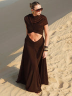 KYLIE BROWN HOLLOW OUT MAXI DRESS