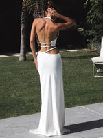 Carregar imagem no visualizador da galeria, MALIHA WHITE BLACK HLATER TWO PIECES DRESS GOWN
