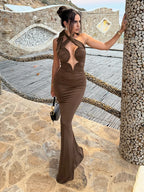 DOROTHY BROWN HALTER MAXI DRESS