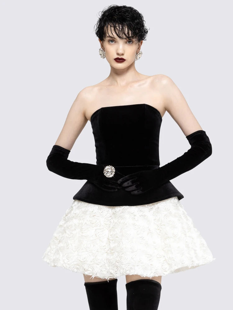 VICTINA TWO PIECES MINI VELVET DRESS