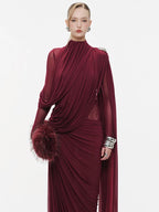 DANIELLE VINTAGE BURGUNDY SLIMMING MAXI DRESS