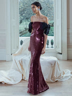 KRIS BURGUNDY SEQUIN MAXI DRESS