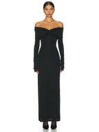 CALEB OFF SHOULDER LONG SLEEVES DRESS GOWN