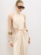 Bela Halter Twist-Cutout Maxi Dress