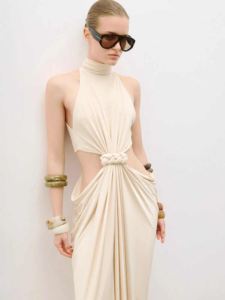 Bela Halter Twist-Cutout Maxi Dress
