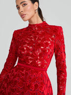 EKONG RED LACE MAXI DRESS