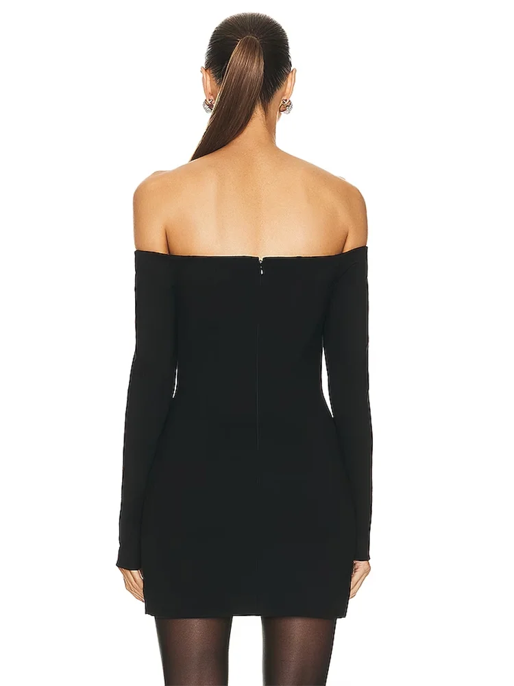 ROMAINE BLACK LONG SLEEVES MINI DRESS
