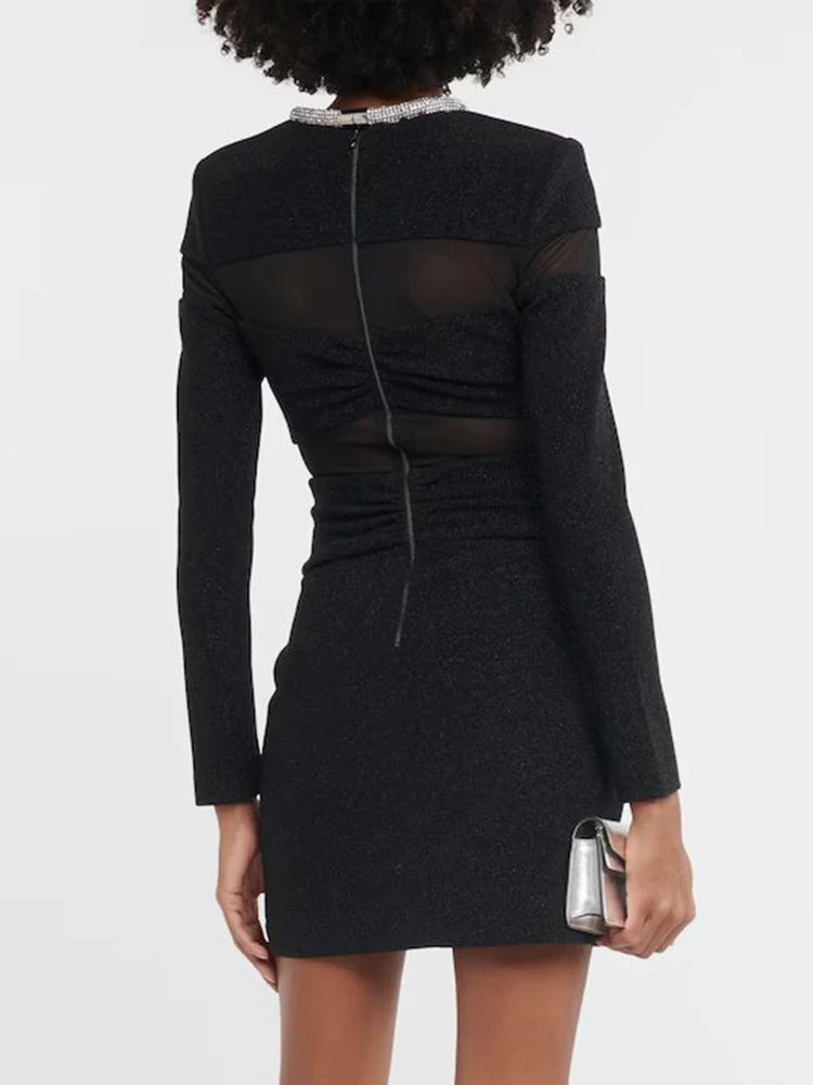 DAISY BLACK LONG SLEEVES MINI DRESS