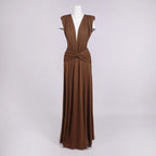 LEX BROWN DEEP V RUCHED MAXI DRESS