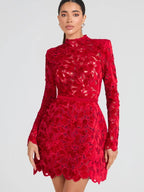 EKONG RED LACE MAXI DRESS