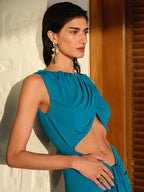 LILLIAN BLUE DRAPED MAXI DRESS