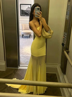 Cargar imagen en el visor de la galería, IVYNAKI YELLOW STRAPLESS DRESS
