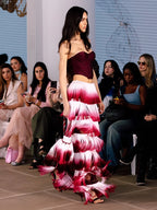LUCY STRAPLESS GRADIENT FRINGE MAXI DRESS