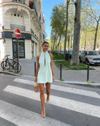 MAVEA  MINT & WHITE MINI DRESS