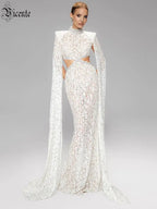 STELLA WHITE LACE EVENING MAXI DRESS