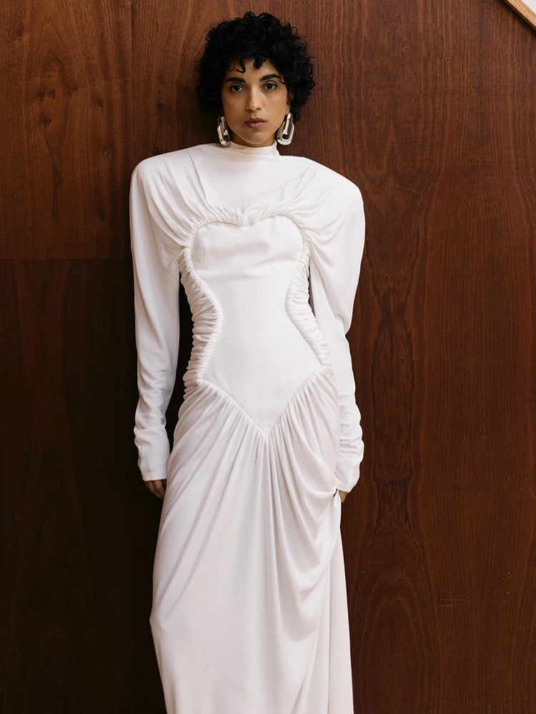 ANAIZ WHITE LONG SLEEVE MAXI DRESS