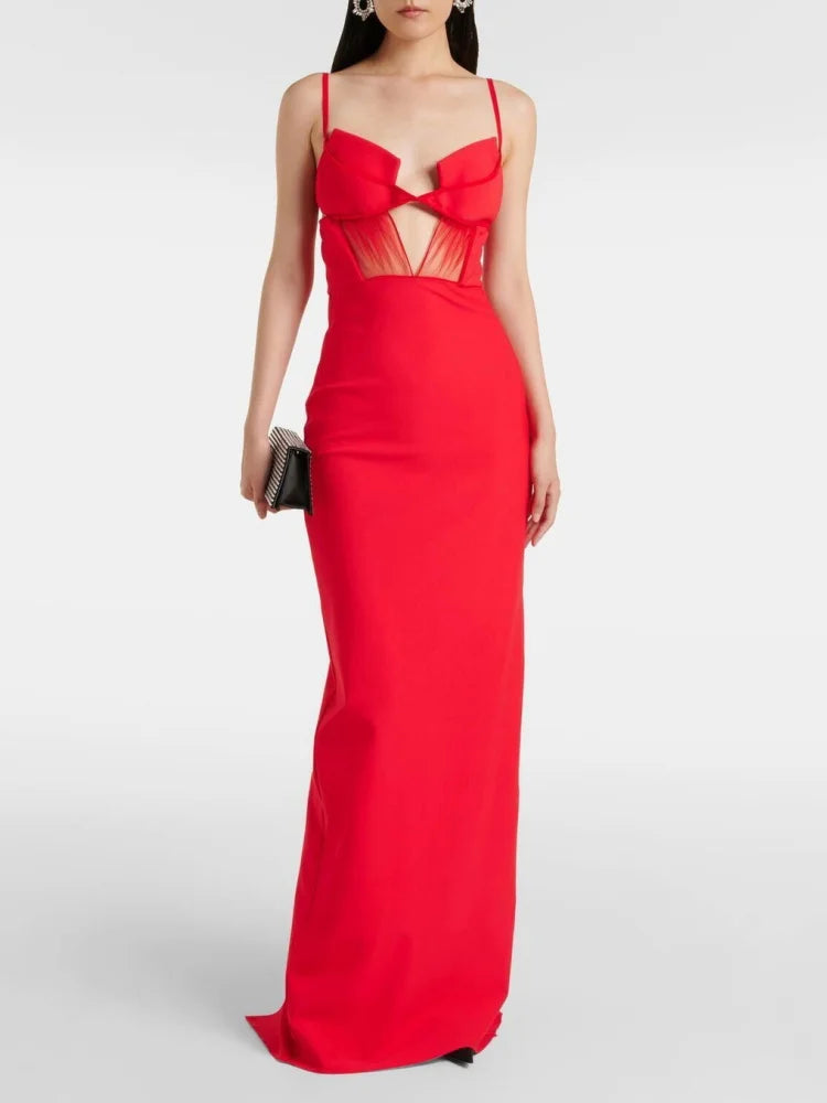 LARISSA WHITE SPAGHETTI-STRAP MAXI DRESS