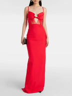 LARISSA WHITE SPAGHETTI-STRAP MAXI DRESS