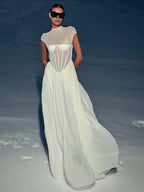 RONITINA WHITE MESH MAXI DRESS