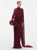 DANIELLE VINTAGE BURGUNDY SLIMMING MAXI DRESS