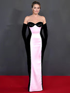 ELSA PINK BLACKSTRAPLESS DRESS GOWN