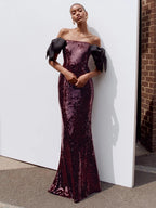KRIS BURGUNDY SEQUIN MAXI DRESS