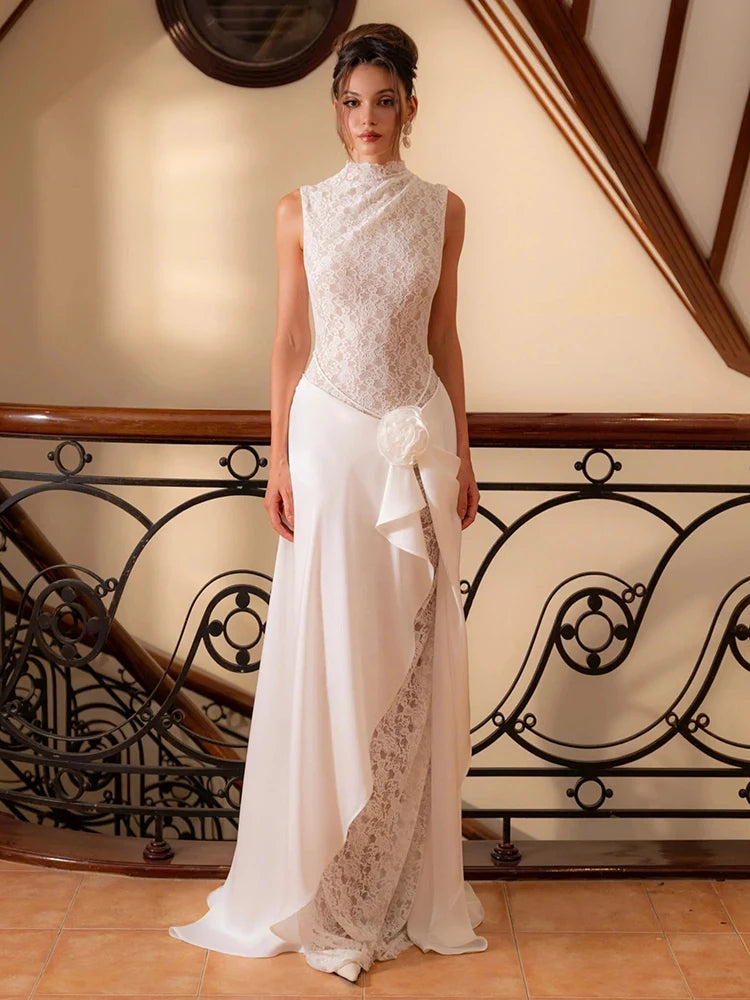 JONES WHITE LACE MAXI DRESS